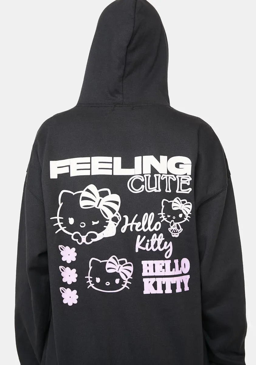 Hello Kitty Feeling Cute Back Print Hoodie-