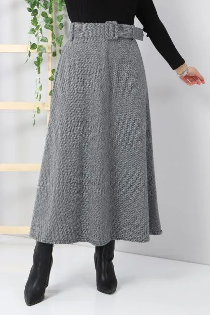 Herringbone Patterned Long Skirt