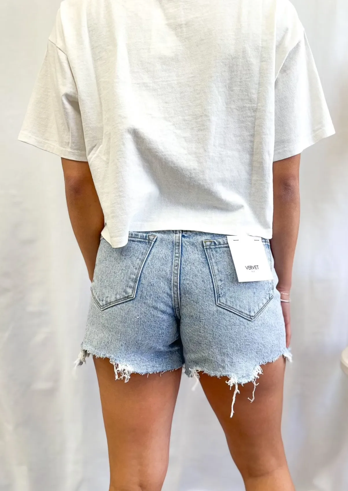 High Rise Raw Hem Shorts