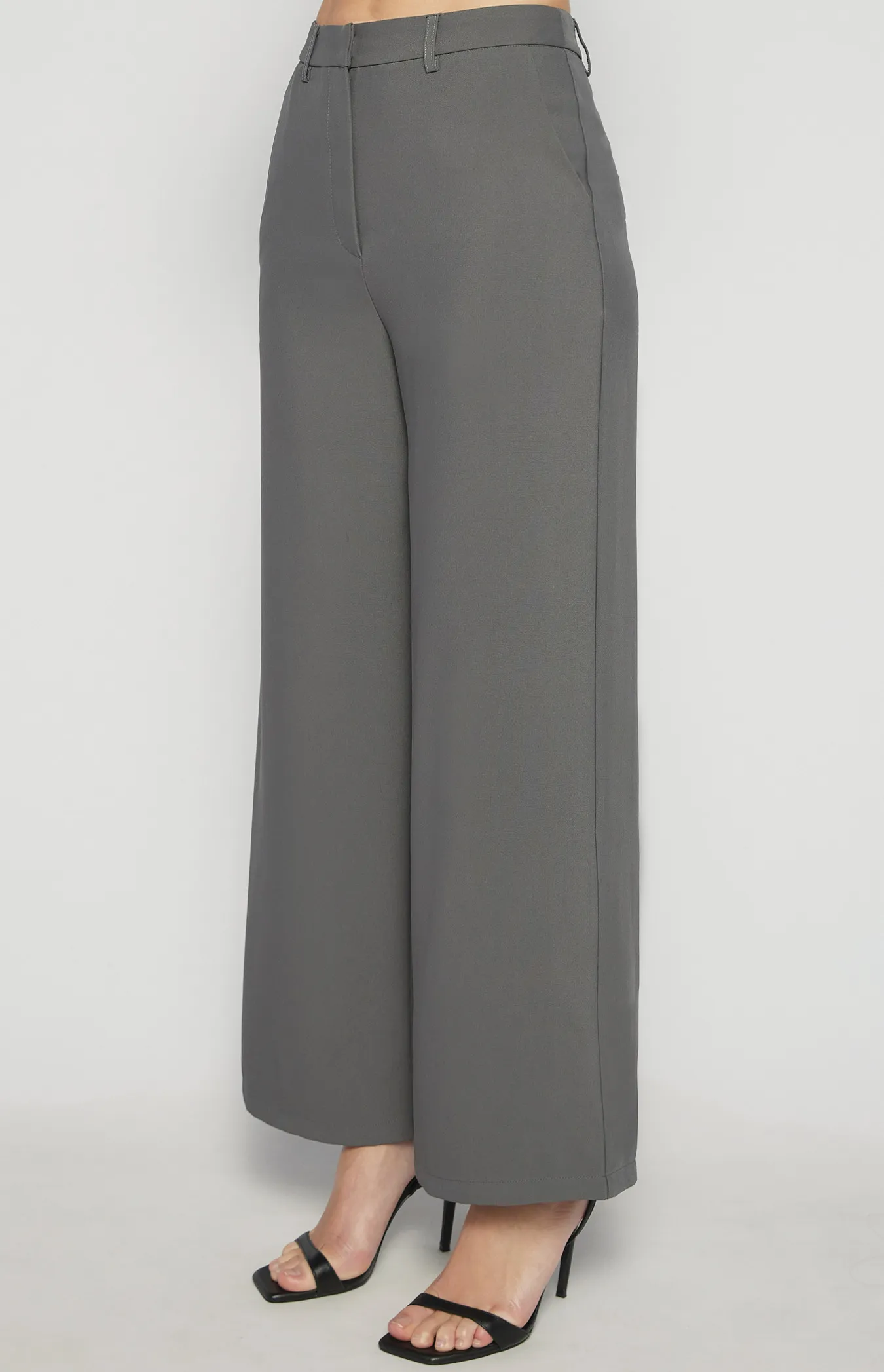 High Waist Straight Leg Pants with Pockets (SPA468B)