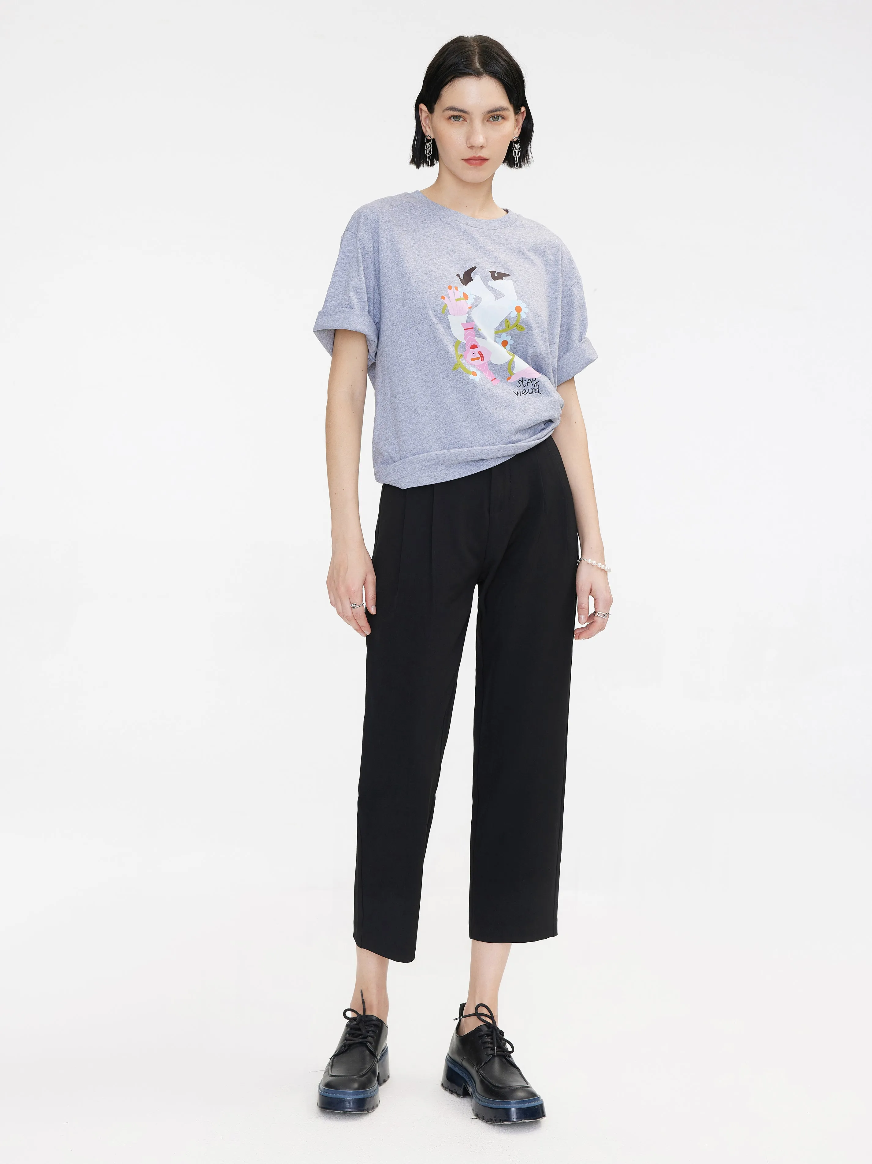 High-Waisted Straight Slim Tailored Trousers