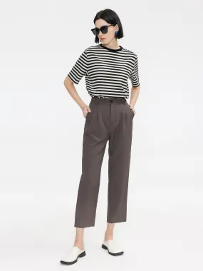 High-Waisted Straight Slim Tailored Trousers