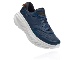Hoka All Gender Bondi Leather/Mesh Walking Shoe- Moonlit Ocean/Nimbus Cloud