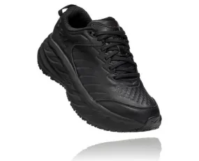 Hoka Mens Bondi Slip Resistant Leather Walking Shoe ***WIDE WIDTH***- Black Leather