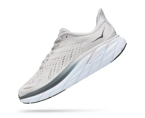 Hoka Mens Clifton 8 Lightweight Running Shoe **Wide Width**- Lunar Rock/Nimbus Cloud