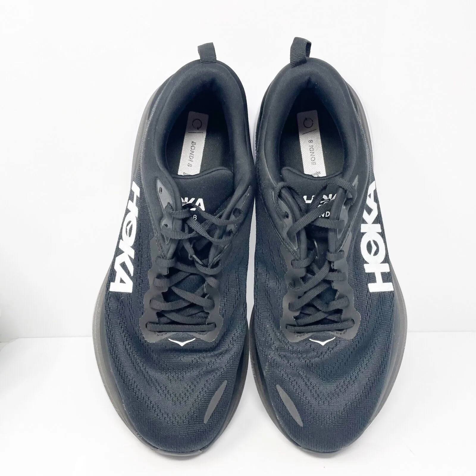 Hoka One One Mens Bondi 8 1127953 BWHT Black Running Shoes Sneakers Size 11.5 2E