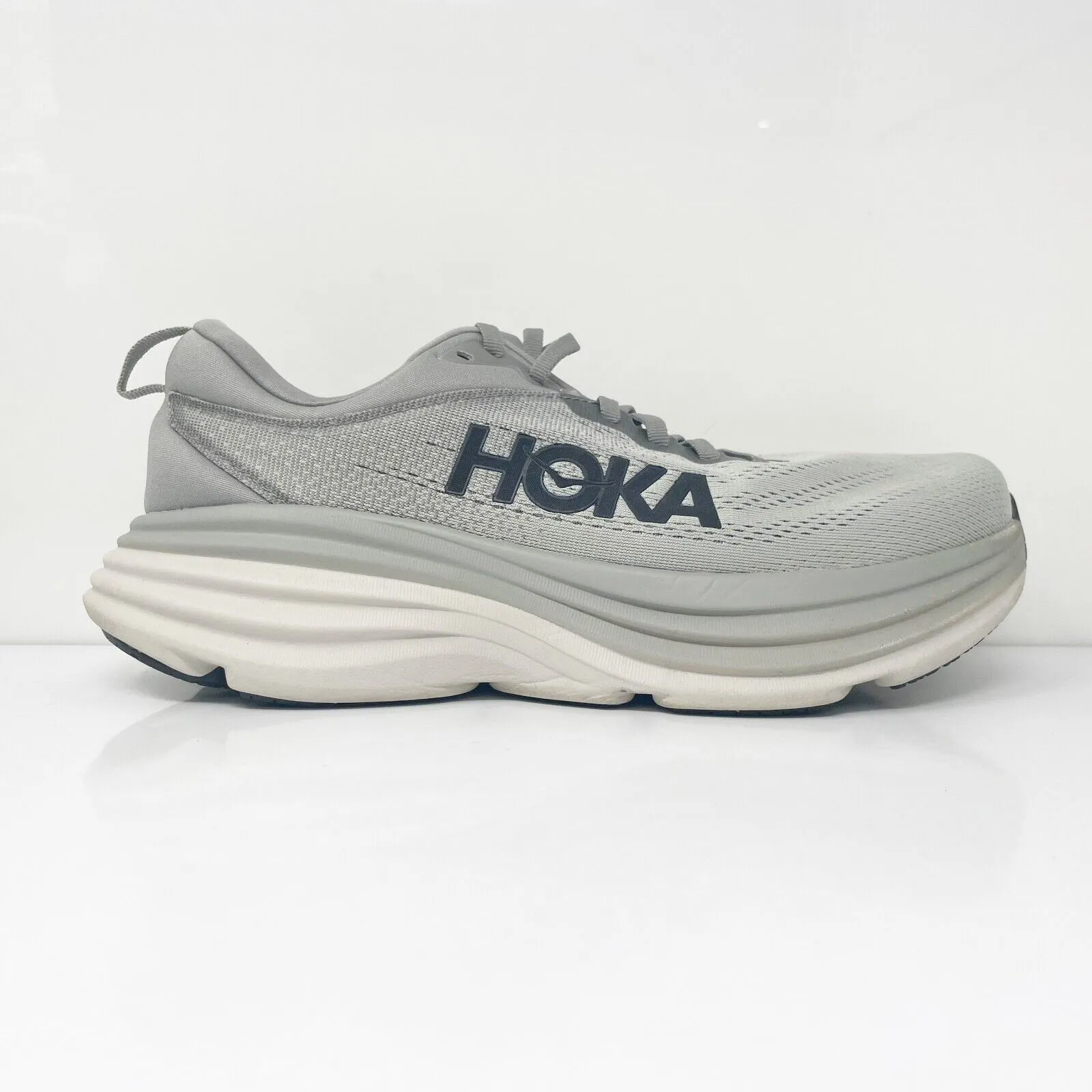 Hoka One One Mens Bondi 8 1127955 SHMS Gray Running Shoes Sneakers Size 8.5 4E
