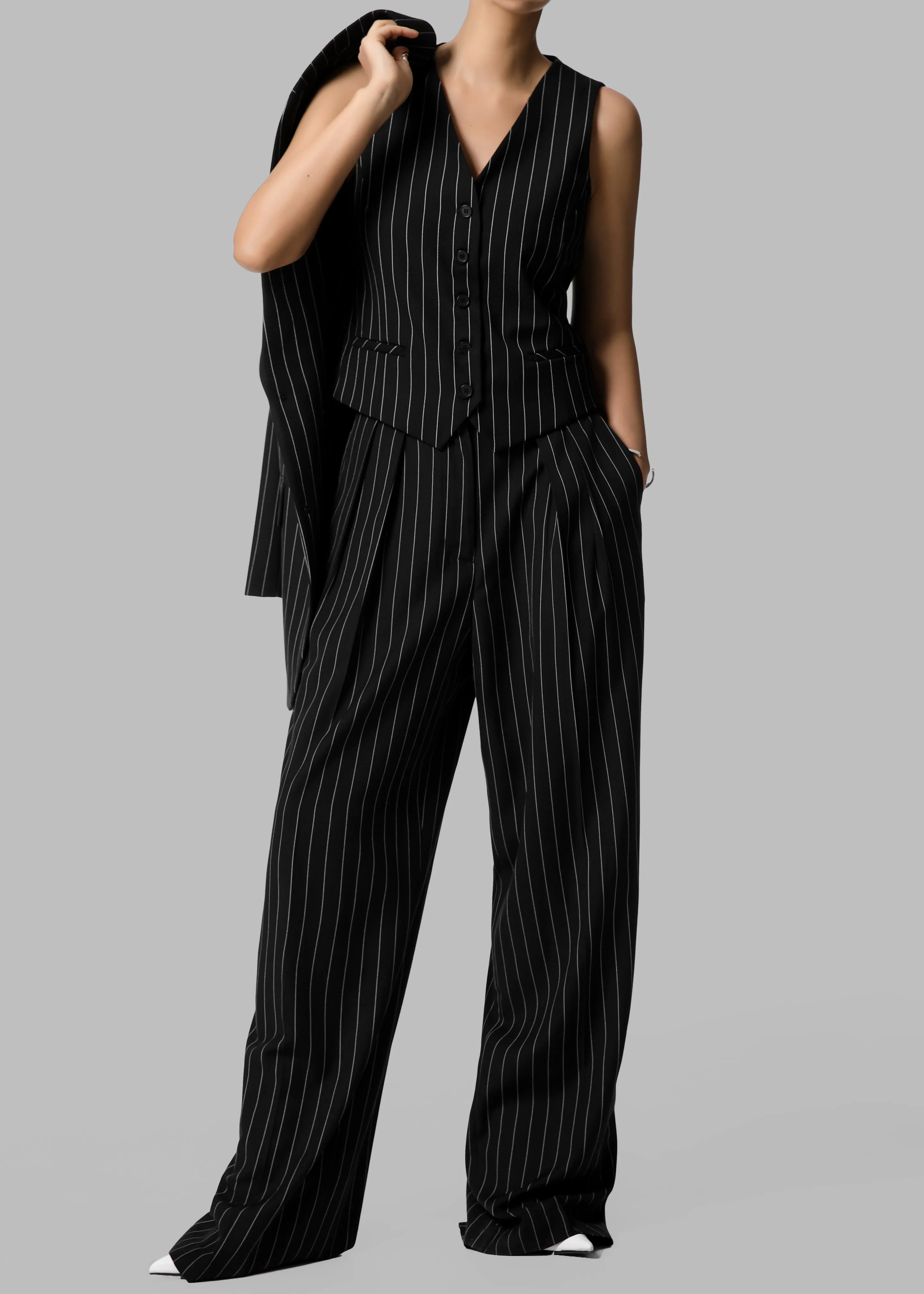 Holland Suit Vest - Black/White Pinstripe