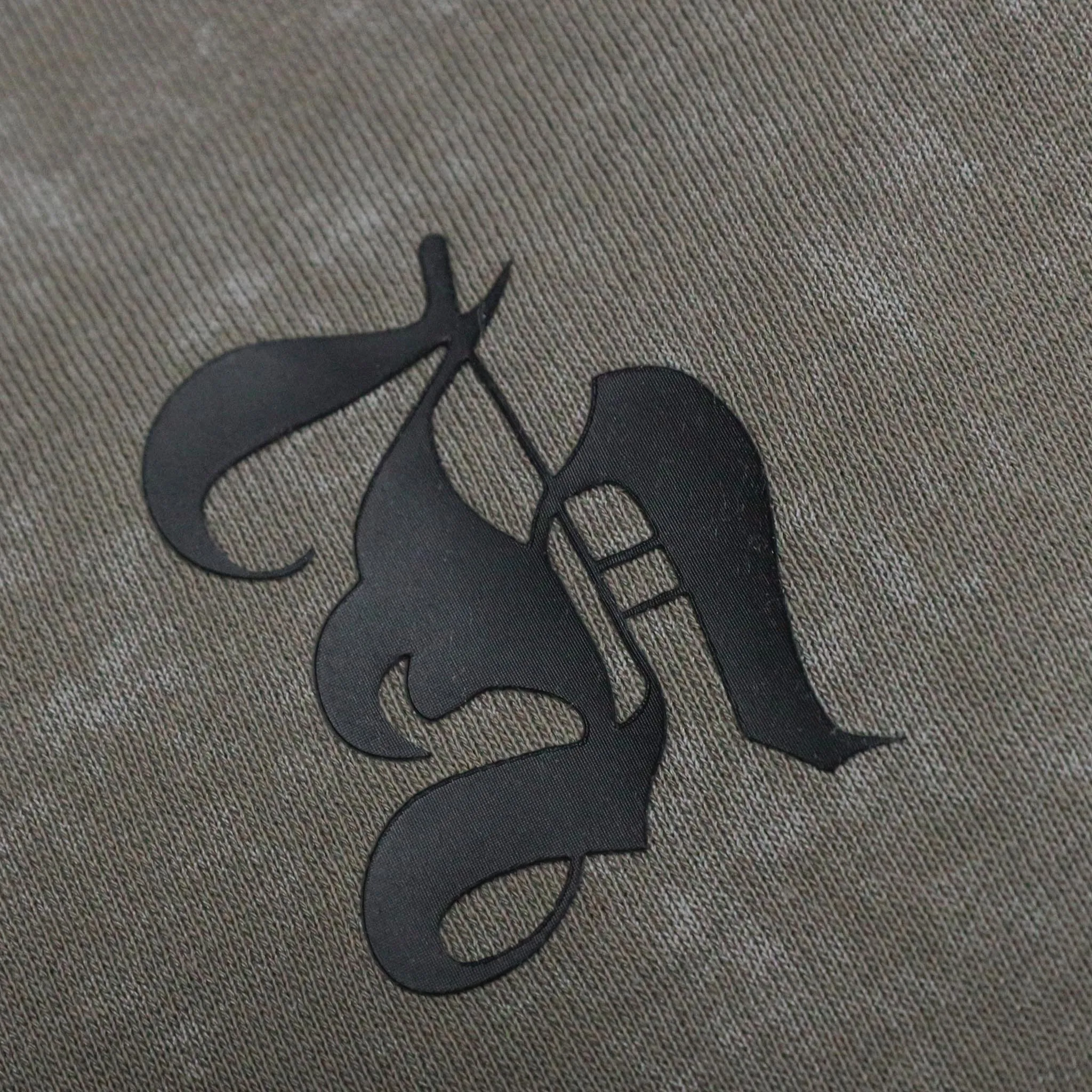 HOMME+ Old English Acid Wash Hoodie Dark Taupe
