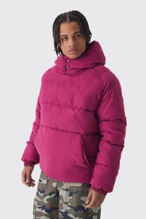Hooded Pullover Puffer Jacket In Purple