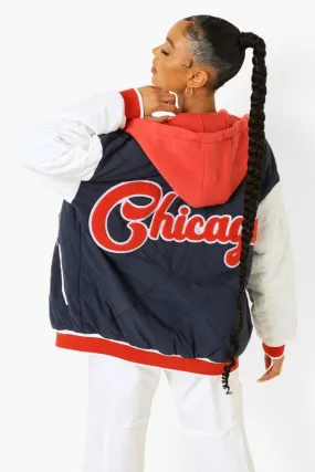 Hooded Quilted Varsity Jacket
