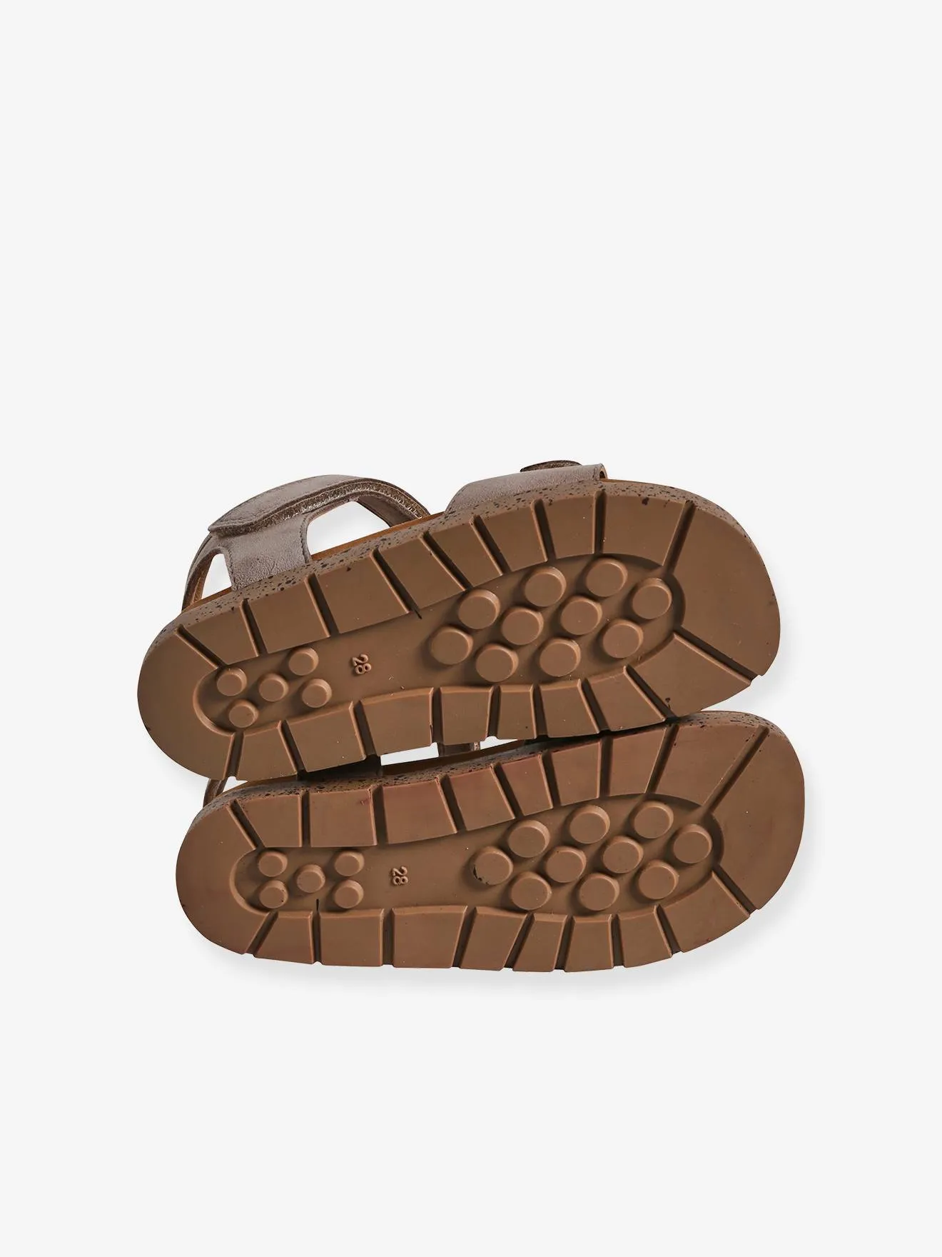 Hook-&-Loop Leather Sandals for Children - sandy beige