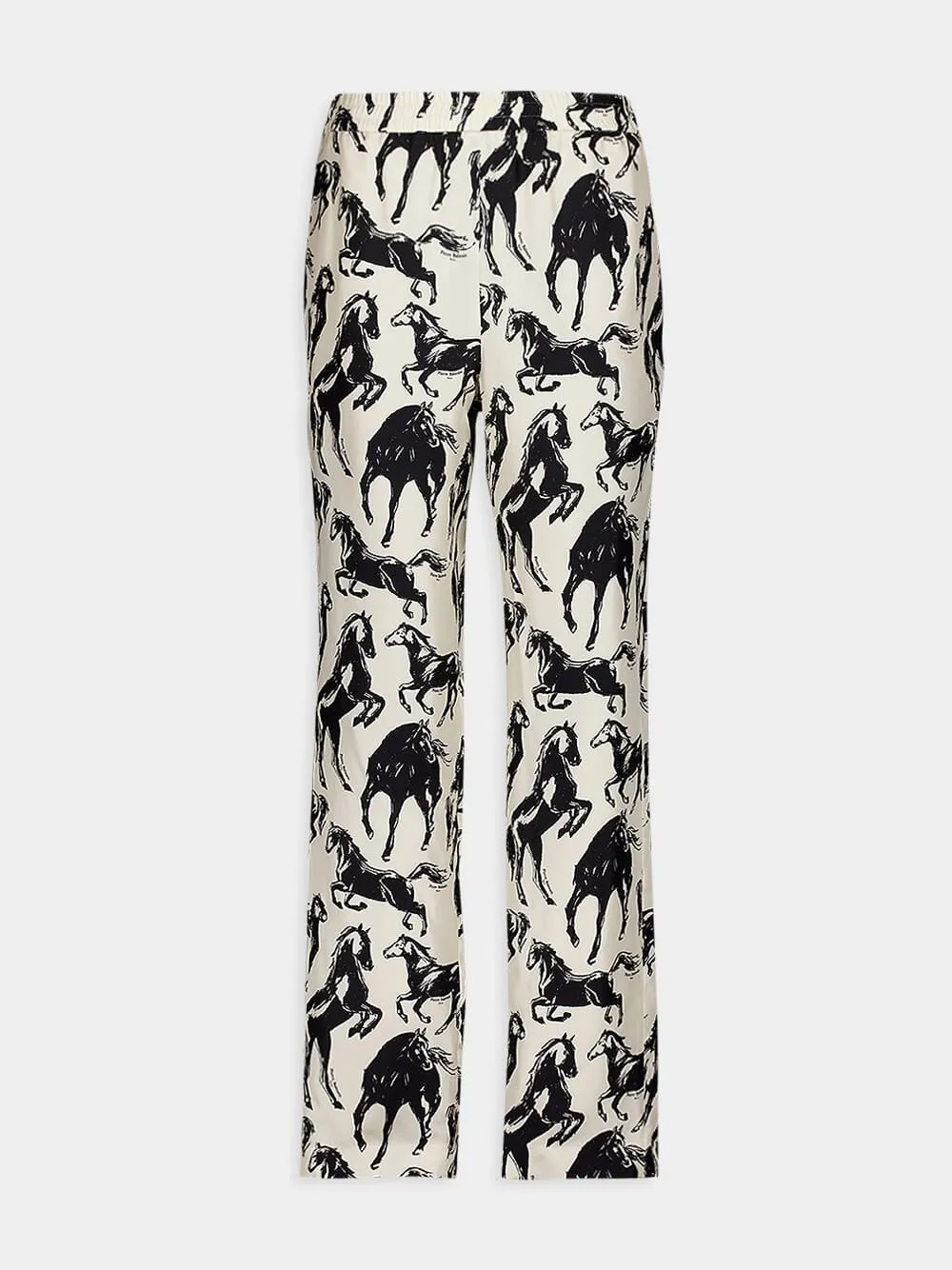 Horse-Print Silk Trousers