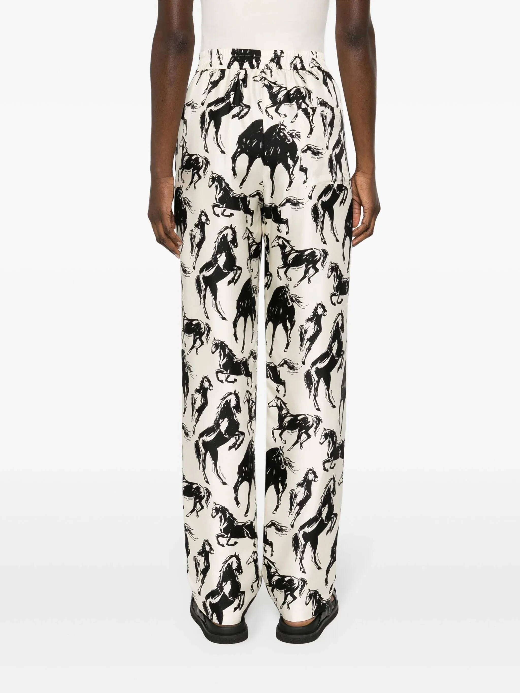 Horse-Print Silk Trousers