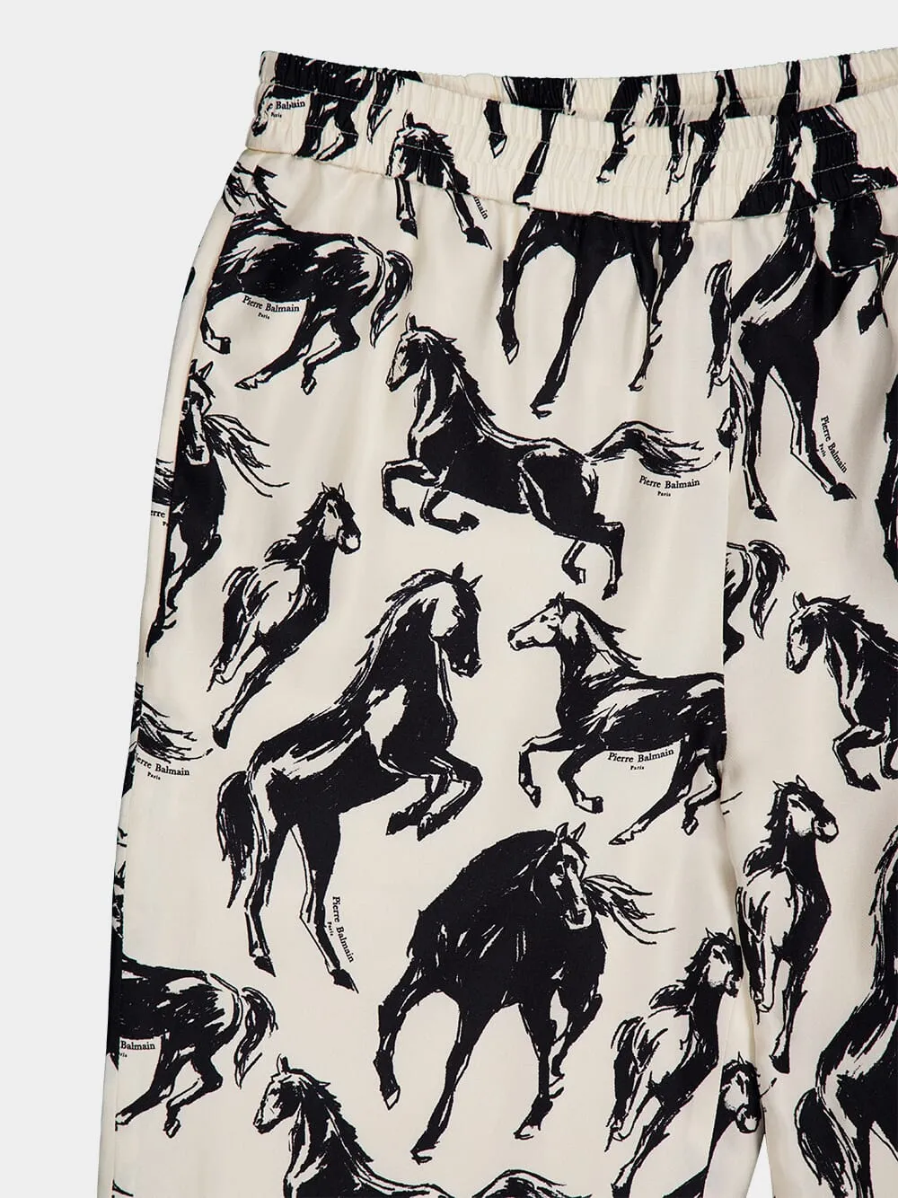 Horse-Print Silk Trousers