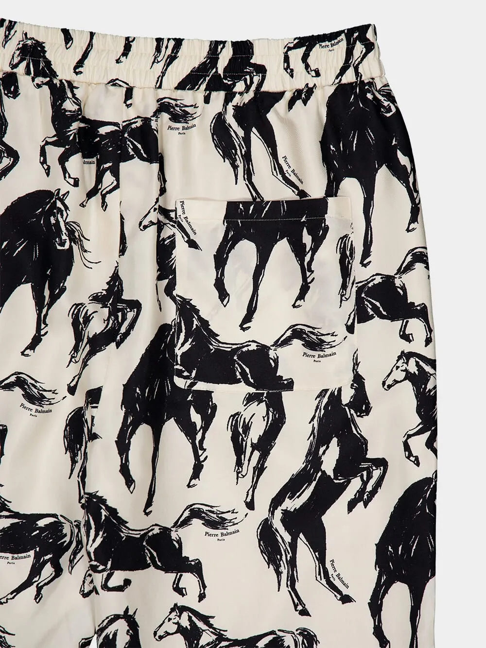 Horse-Print Silk Trousers