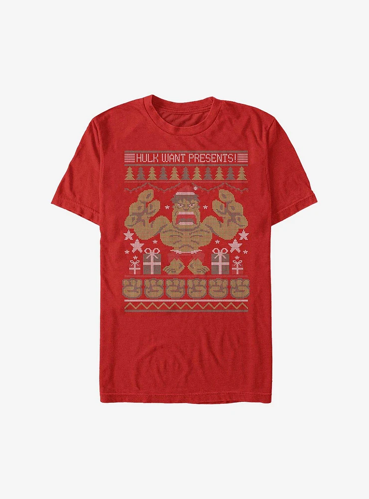 Hot Topic Marvel Hulk Want Presents Holiday T-Shirt