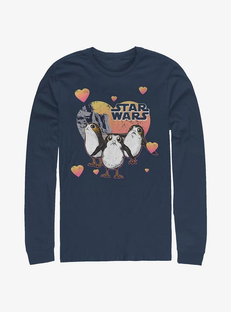 Hot Topic Star Wars Episode VIII The Last Jedi Porg Hearts Long-Sleeve T-Shirt
