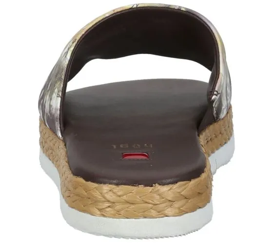 högl mules de plage pour femmes avec imprimé batik chaussures d'été 3-10 0738 en marron ou rose