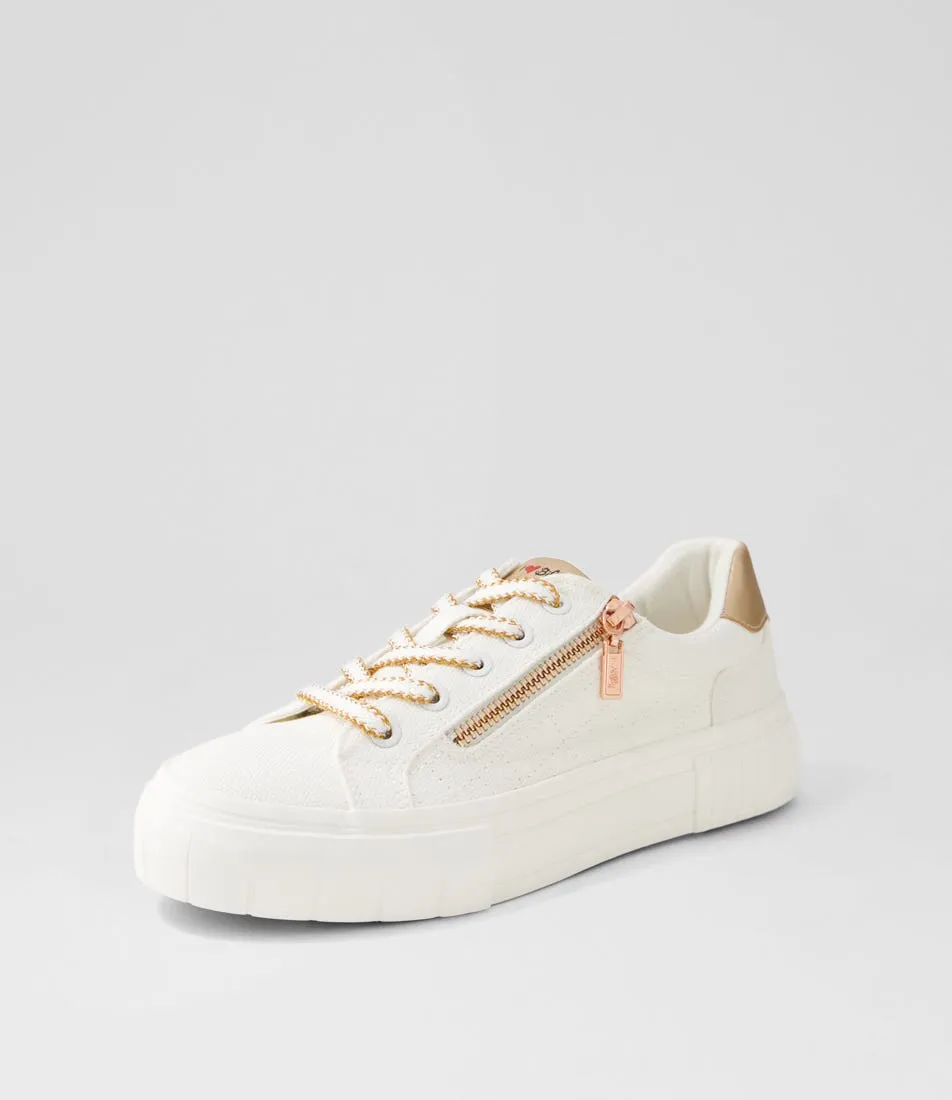 I LOVE BILLY Treenie White Rose Gold Recycled Canvas Sneakers