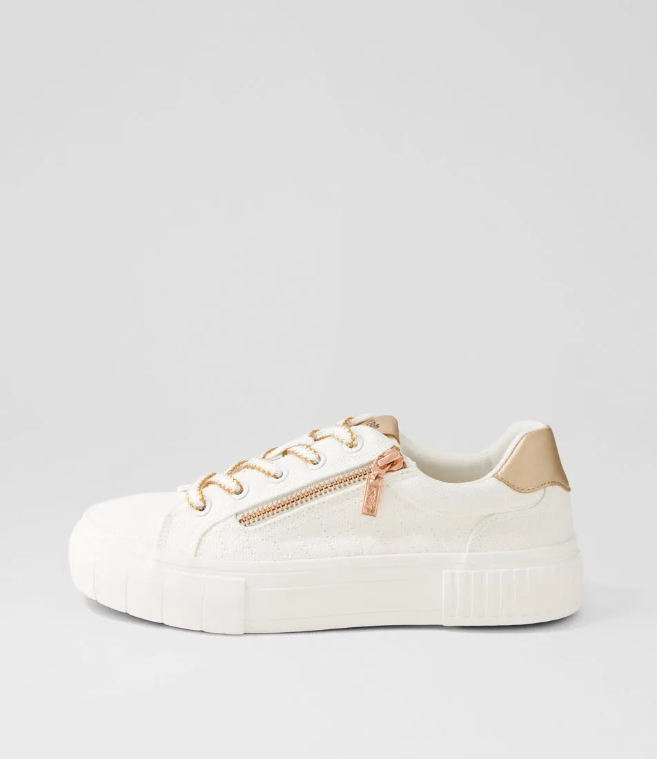I LOVE BILLY Treenie White Rose Gold Recycled Canvas Sneakers