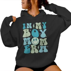 In My Boy Mom Era Groovy Retro Happy Mother's Day Mom Life Women Hoodie