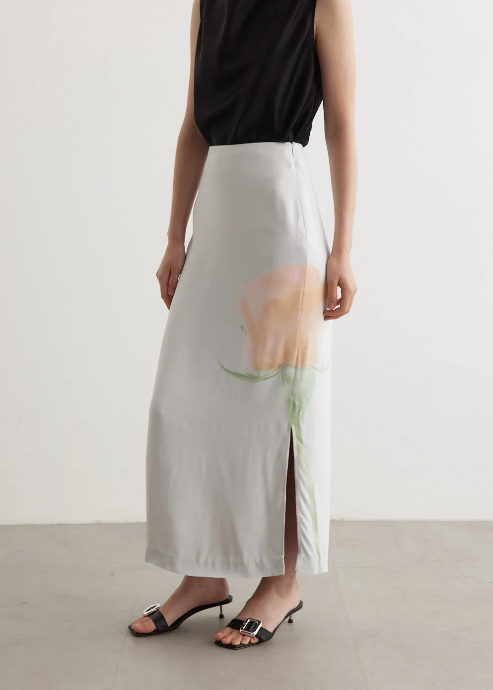 Incu Collection -  Rose Printed Midi Skirt - Skirt