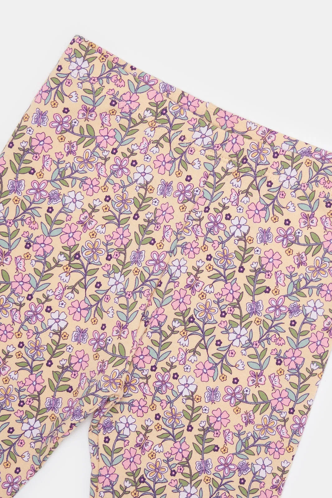 Infant Girls Yellow Printed Leggings