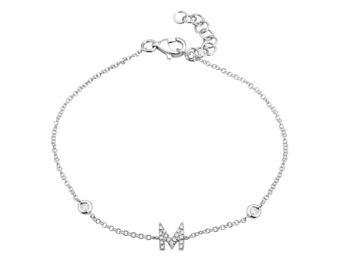 Initial Pave Bezel Bracelet