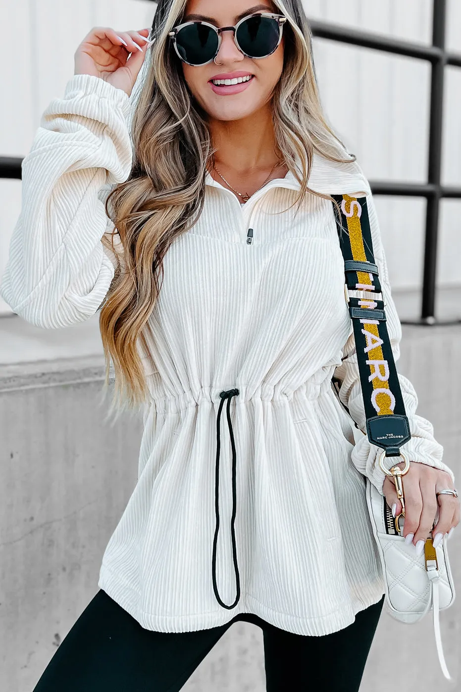 Interesting Perspective Corduroy Pullover (Ivory)