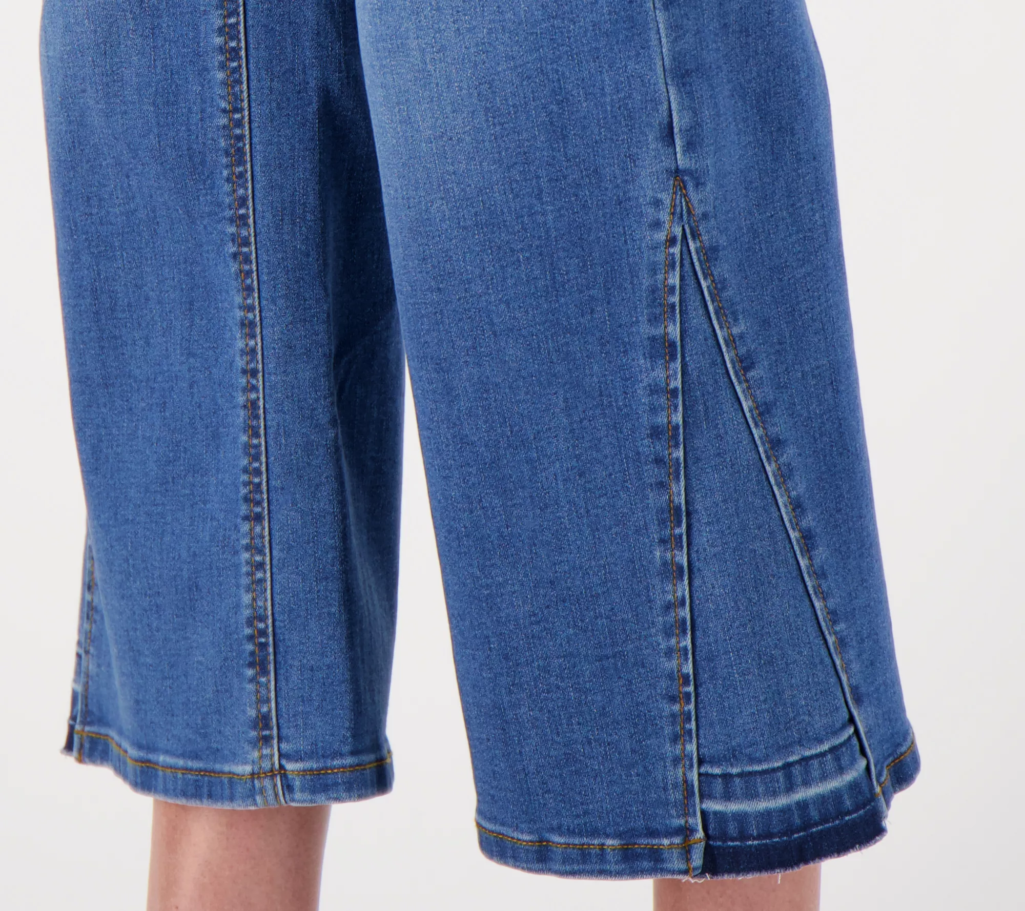 Isaac Mizrahi Live! Petite Indigo True Denim Crop Wide Leg Jeans