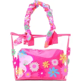 Iscream Puffy Flowers Clear Tote 2 Piece Set