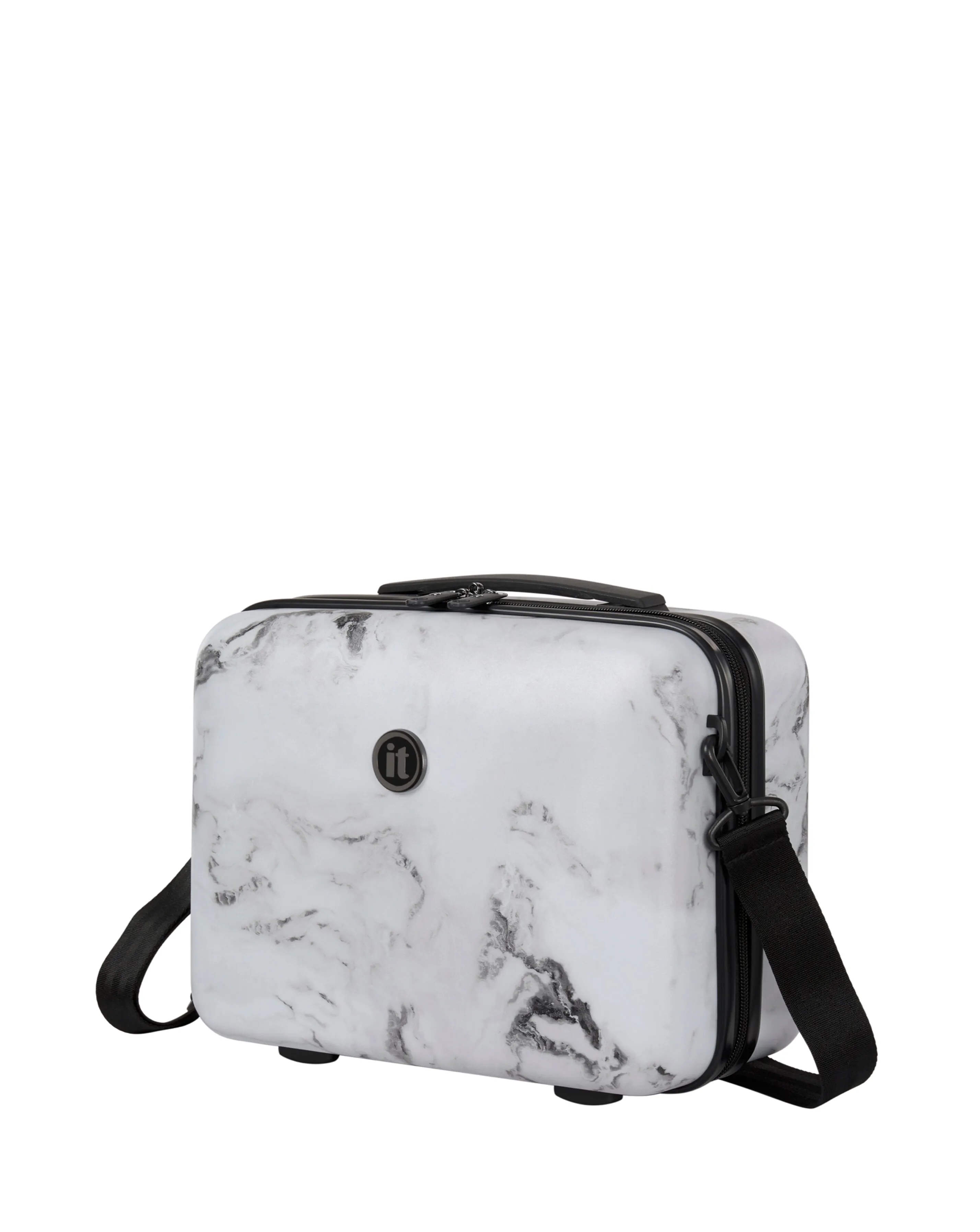 IT Luggage Sheen Greyscale Marble Vanity Case with Shoulder Strap | Simply Be