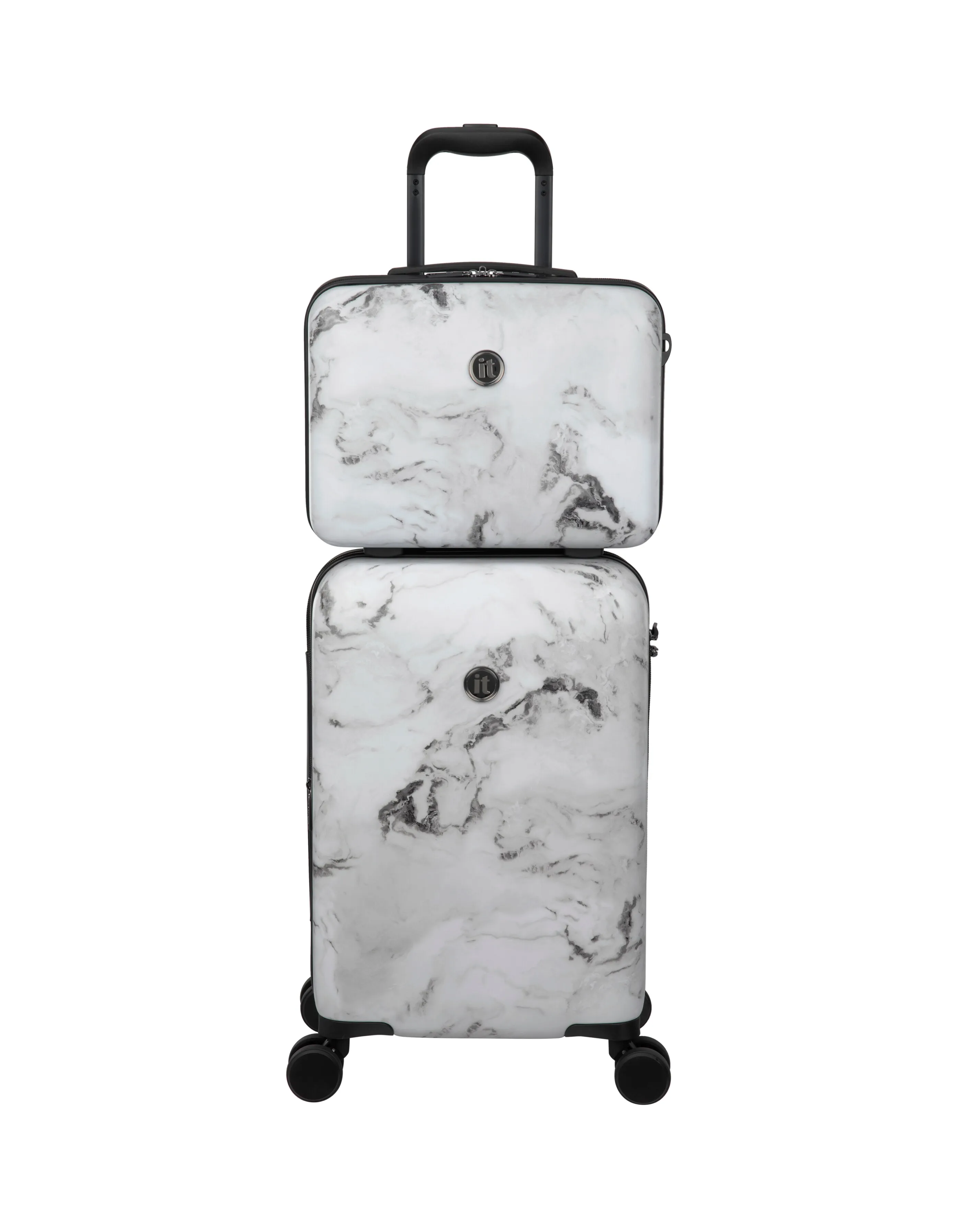 IT Luggage Sheen Greyscale Marble Vanity Case with Shoulder Strap | Simply Be