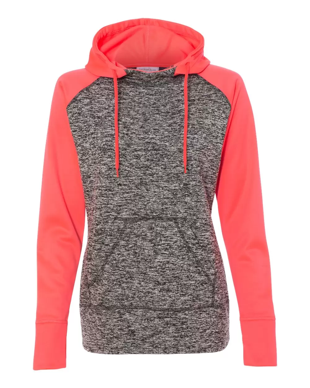 J America 8618 Women's  Colorblock Cosmic Fleece Hooded Pullover Sweatshirt SKU: 8618