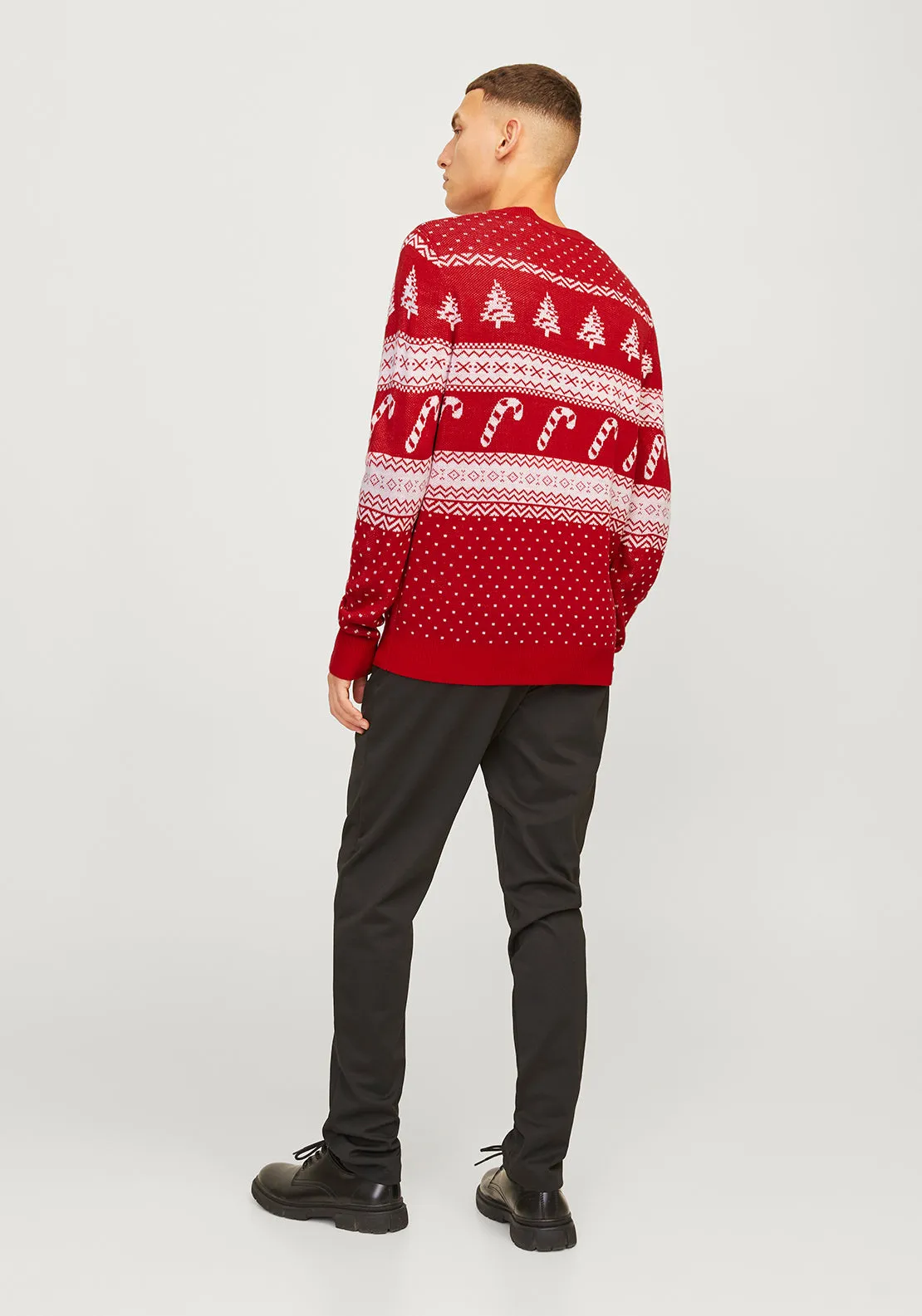 Jack & Jones Christmas Gabriel Knit Crew Neck Sweater, Scarlet