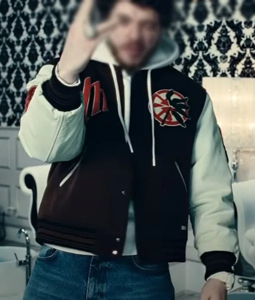 Jack Harlow Nail Tech Black and White Varsity Jacket | TLC