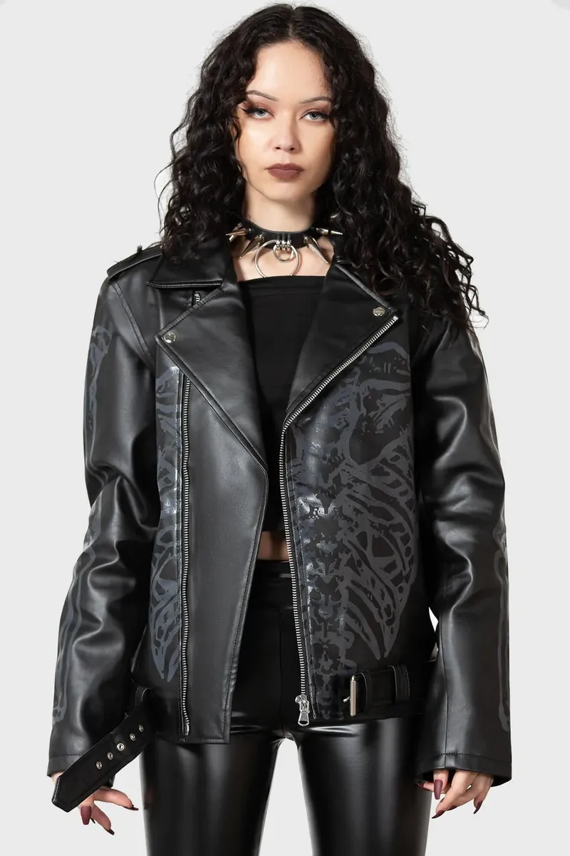 jacket (side zip) KILLSTAR - Craniocaudal Biker - Black - KSRA006817  -  Metal-shop