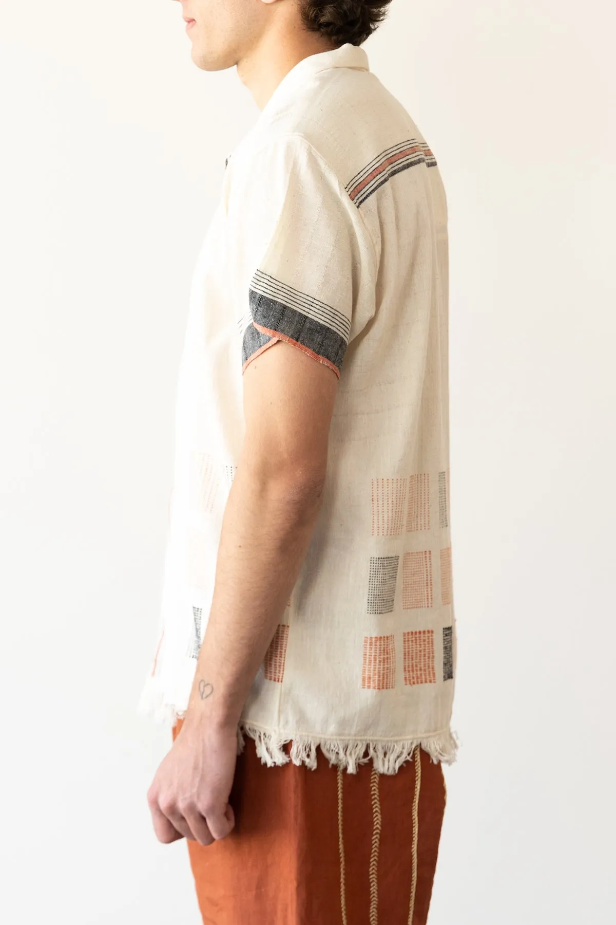 Jamdani Scarf Shirt - Off White