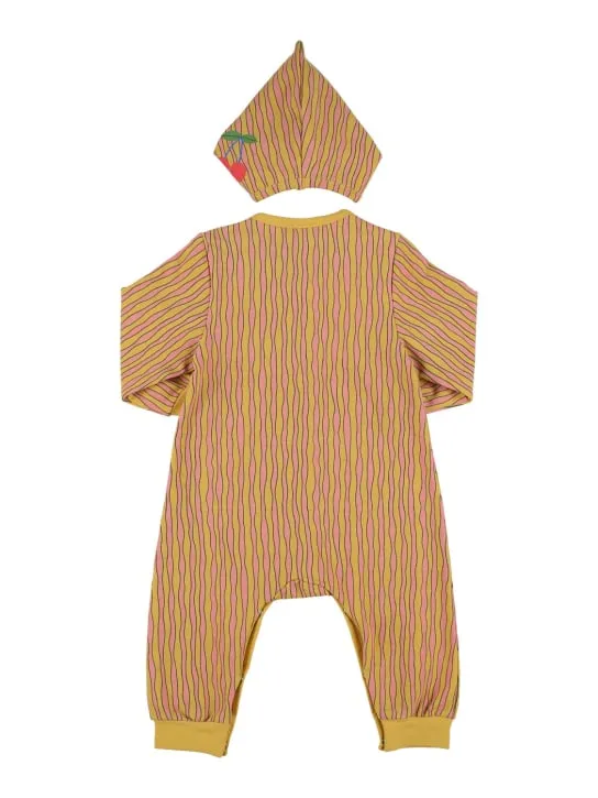 Jellymallow   Printed cotton jersey romper & headband 