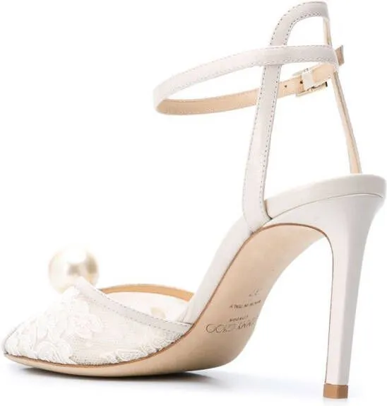 Jimmy Choo Sacora 85mm pearl-embellished sandals Neutrals