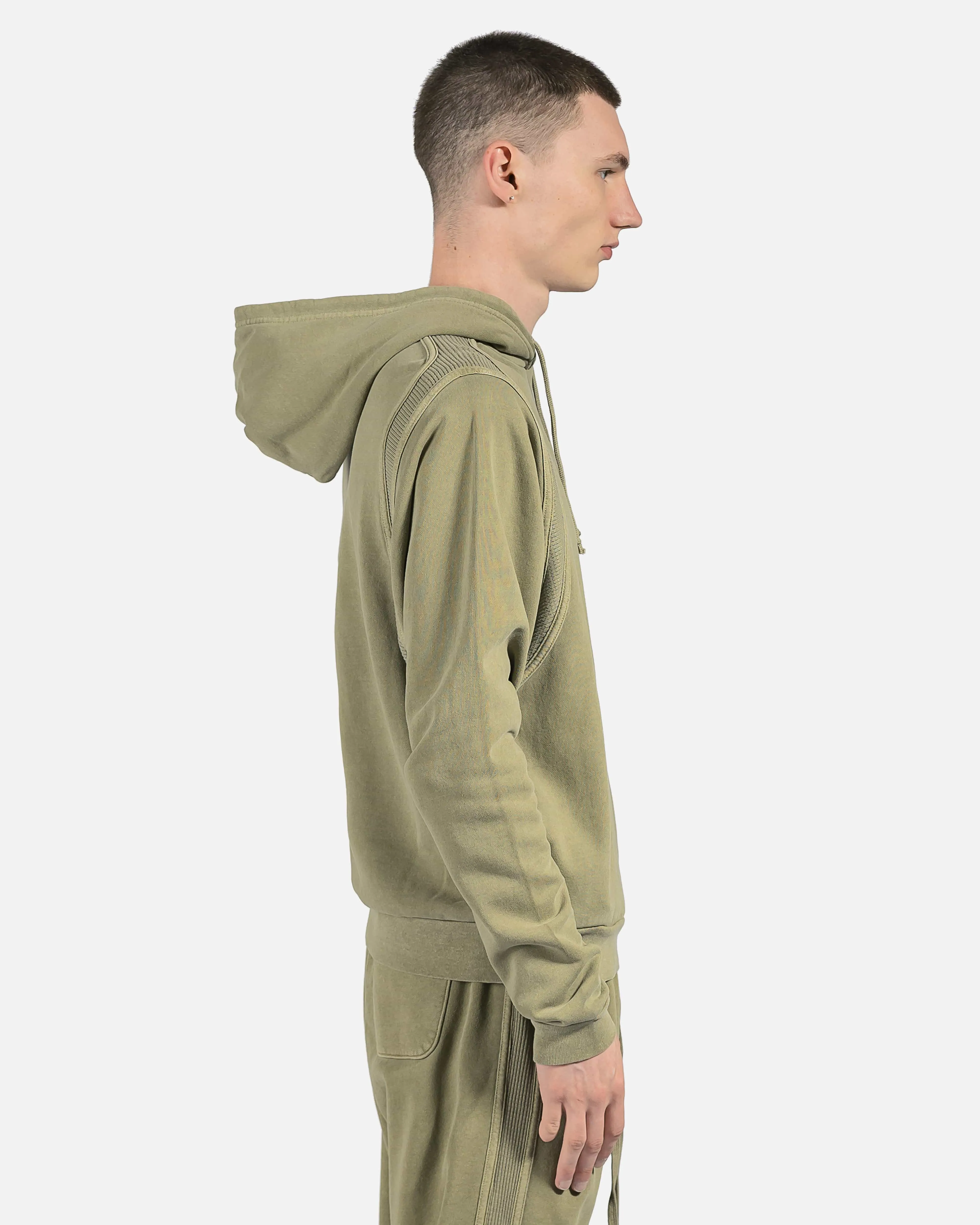John Elliott Cross Thermal Hoodie in Washed Army