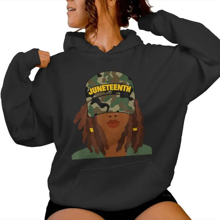 Junenth Black Woman Face Locs Camo Hat Women Hoodie