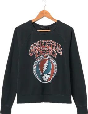 JUNK FOOD CLOTHING WOMEN'S GRATEFUL DEAD SKULL VINTAGE RAGLAN PULLOVER