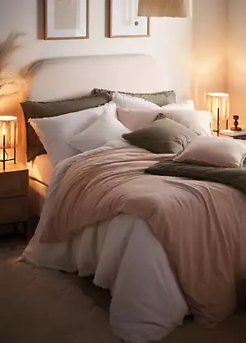 Kaleidoscope Olive Freya Linen Cotton Duvet Cover Set | Kaleidoscope