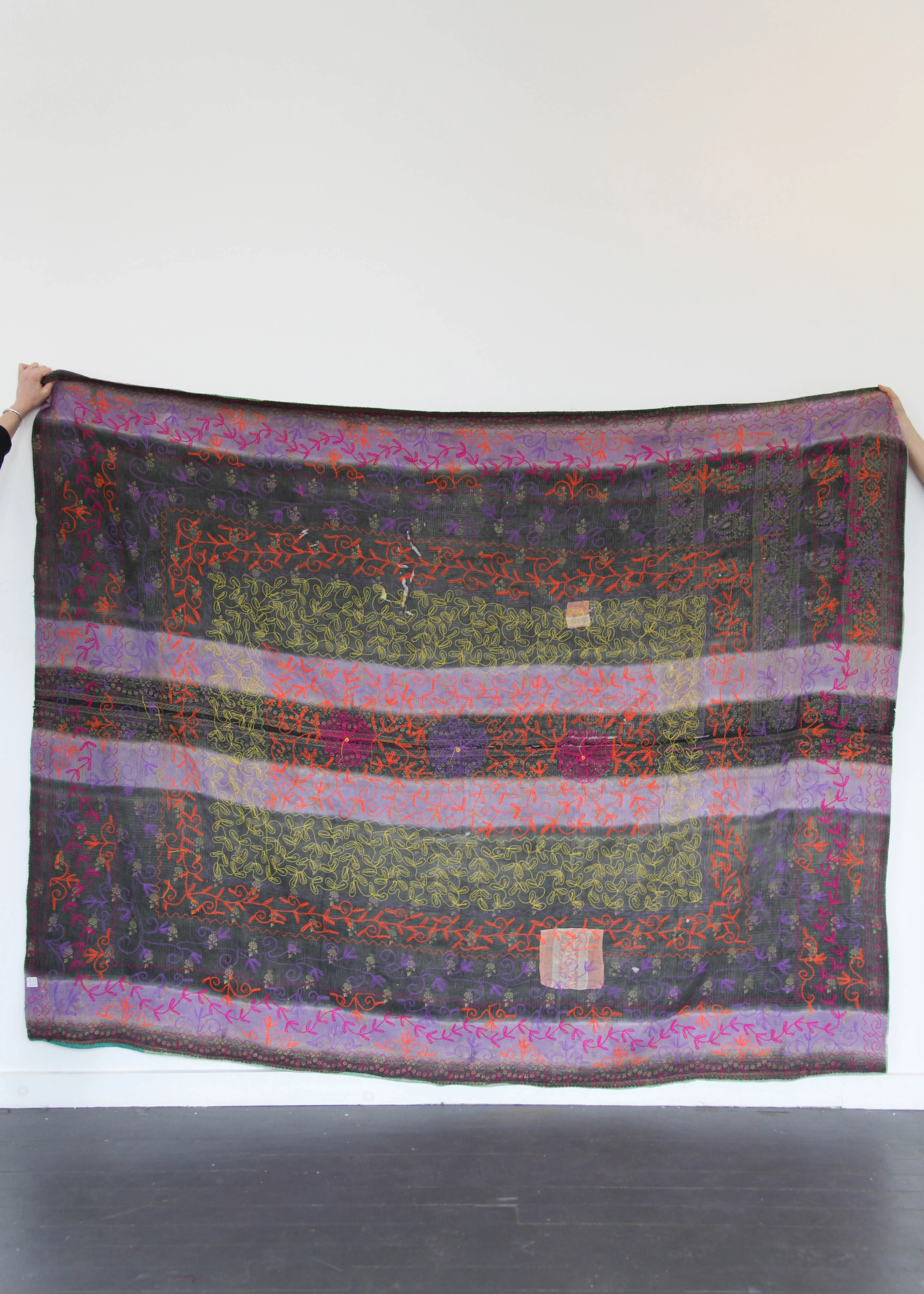Kantha Quilt - Embroidered Neon