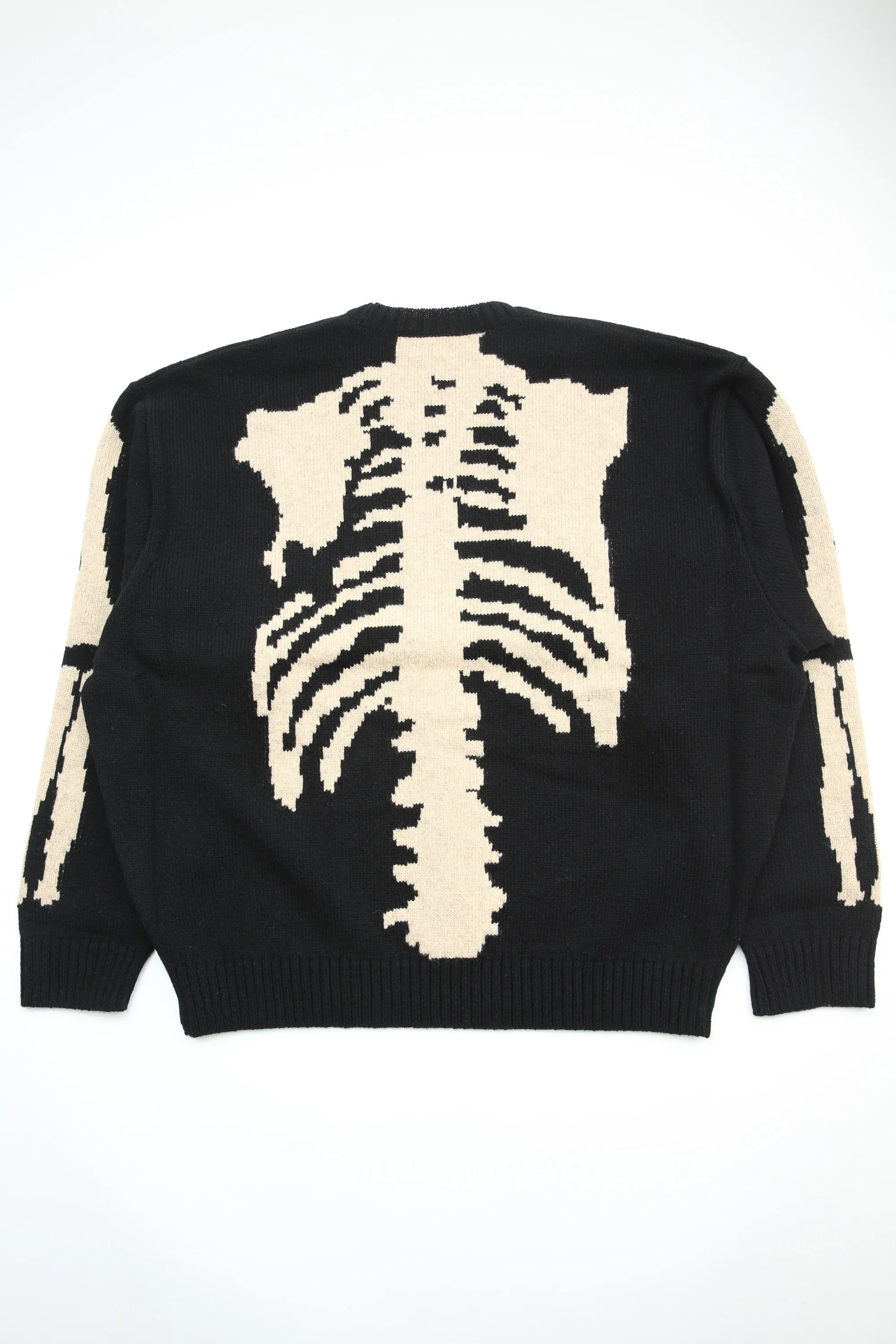 Kapital 5G Wool Knit BONE Crew Sweater - Black