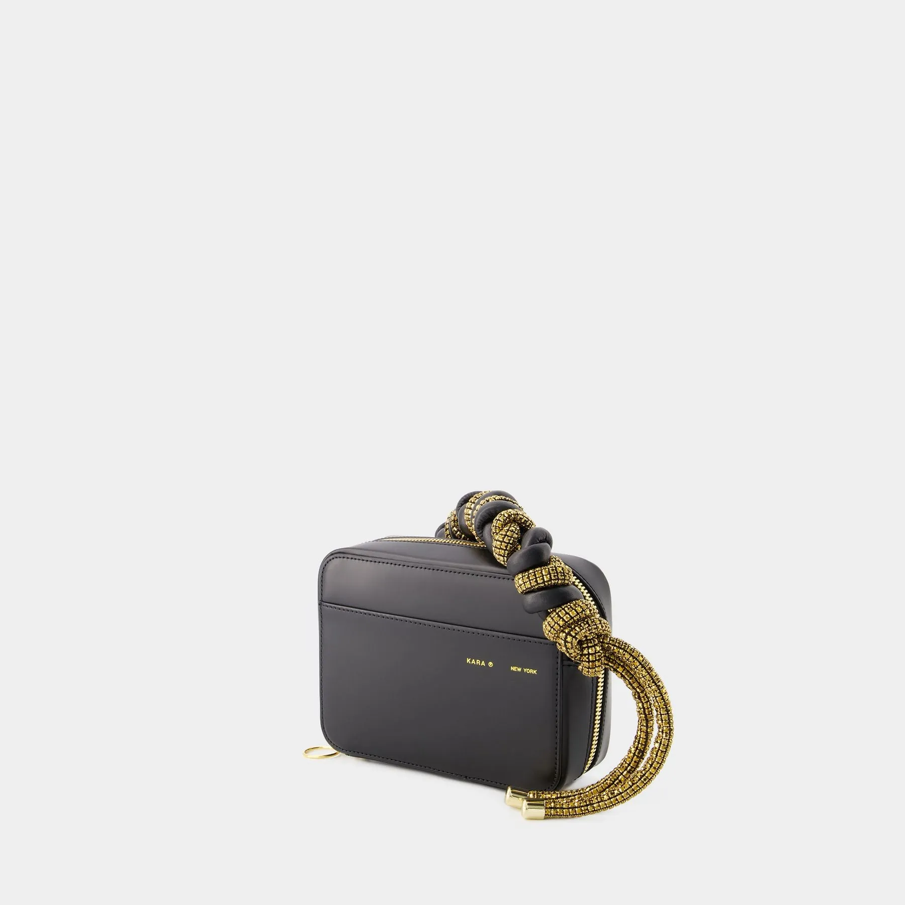 Kara  Phone Cord Bag - Kara - Leather - Black