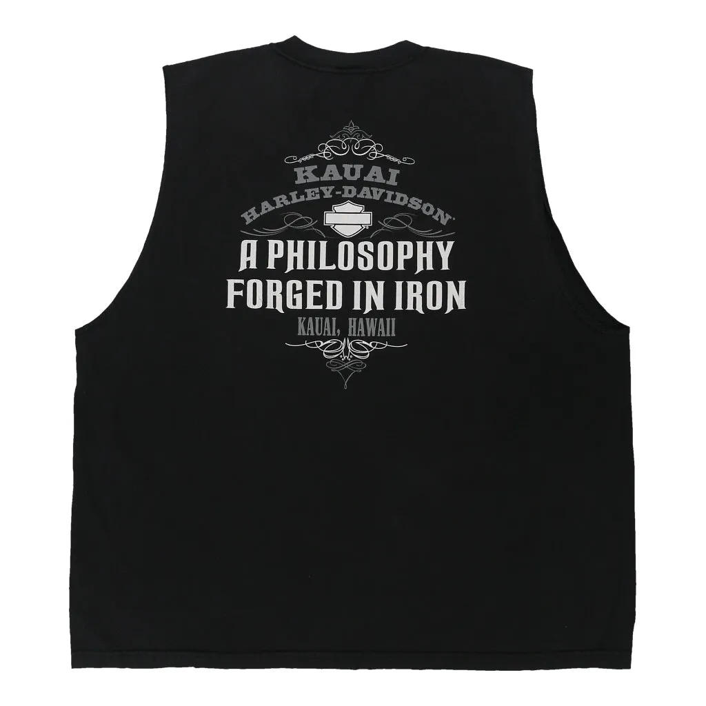 Kauai, Hawaii Harley Davidson Graphic Vest - 3XL Black Cotton