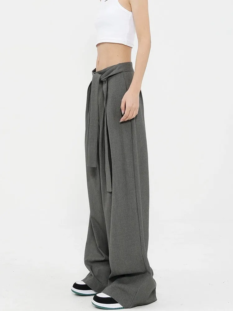 KEN STUDIO gray straight suit pants for women spring and autumn new design niche casual pants wide leg pants
